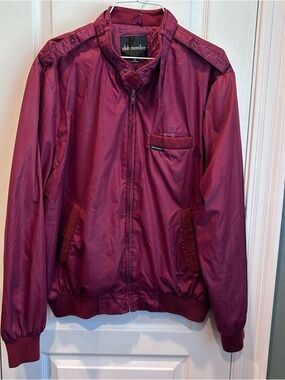 Vintage Club Member Men's Burgundy Bomber Jacket/Windbreaker Size XL Retro 90s